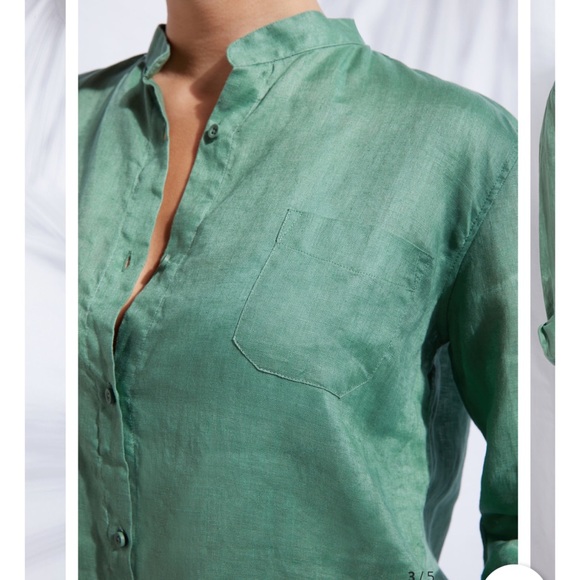 CALZEDONIA LINEN SHIRT/COVER UP - GREEN - Picture 4 of 7